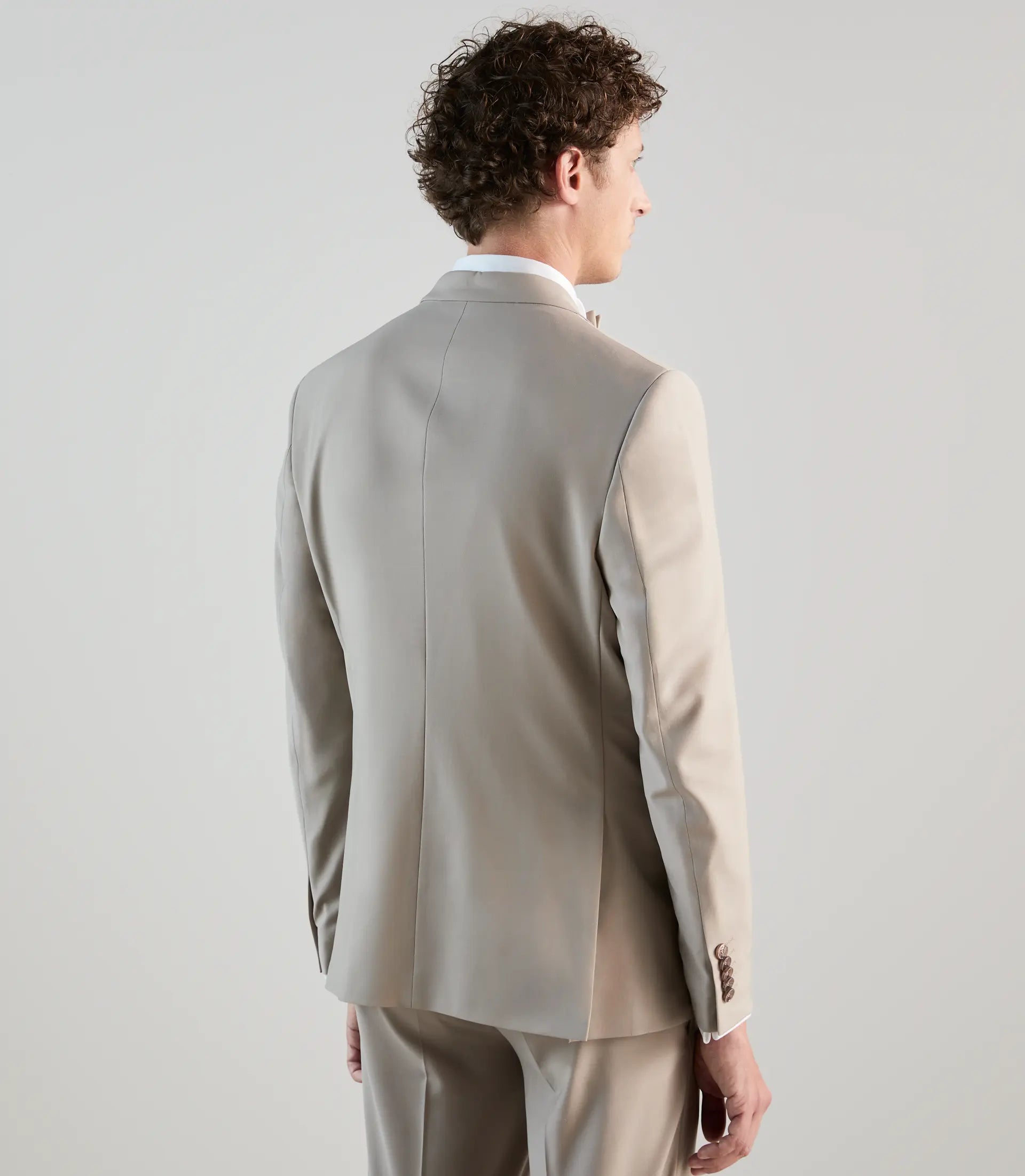 Costume 2 boutons en laine majoritaire beige - IZAC