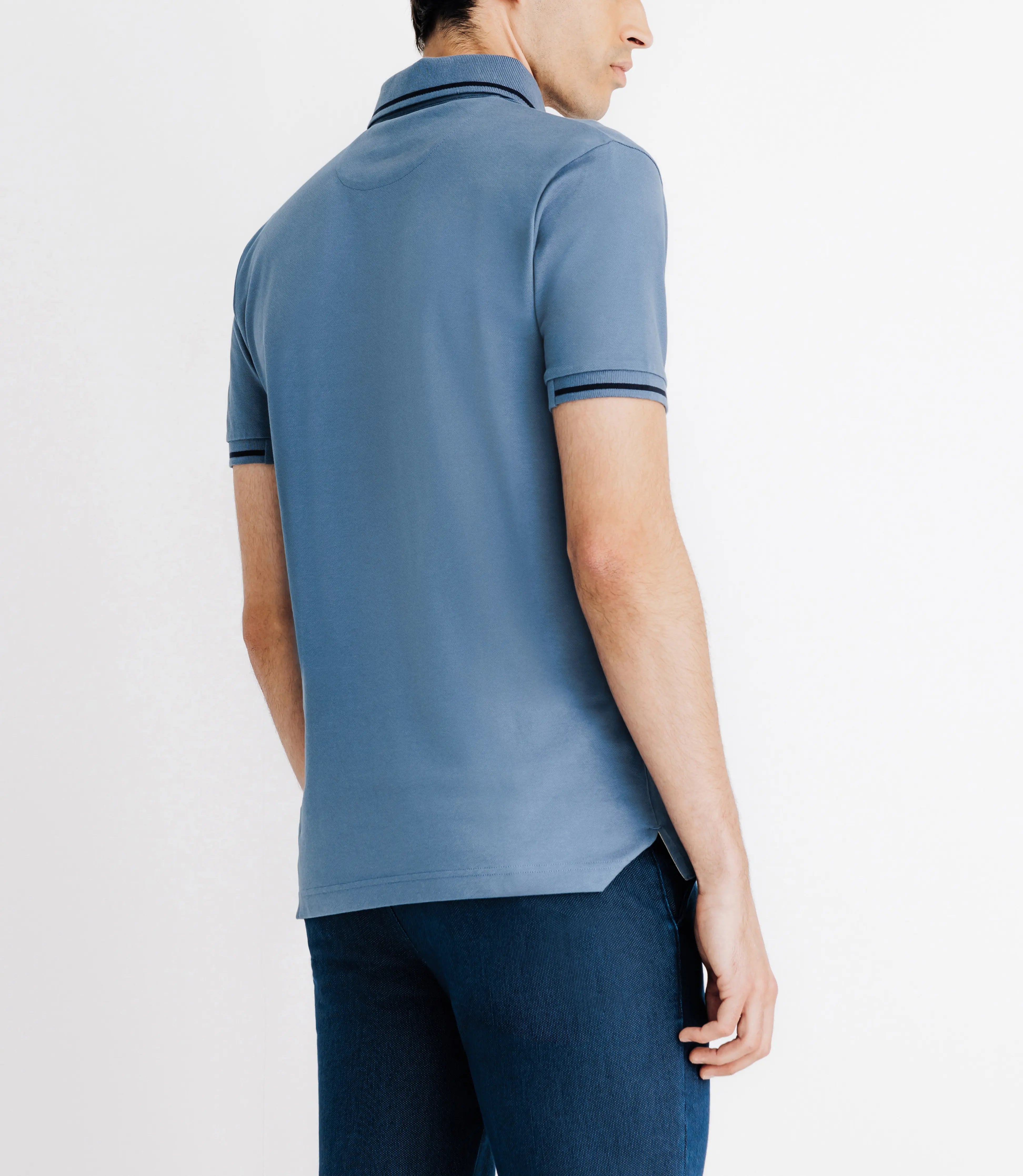 Polo avec rayures sur le col indigo - IZAC