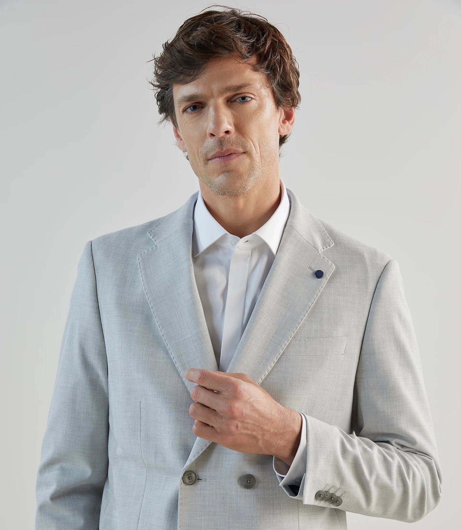 Costume croisé gris clair - IZAC