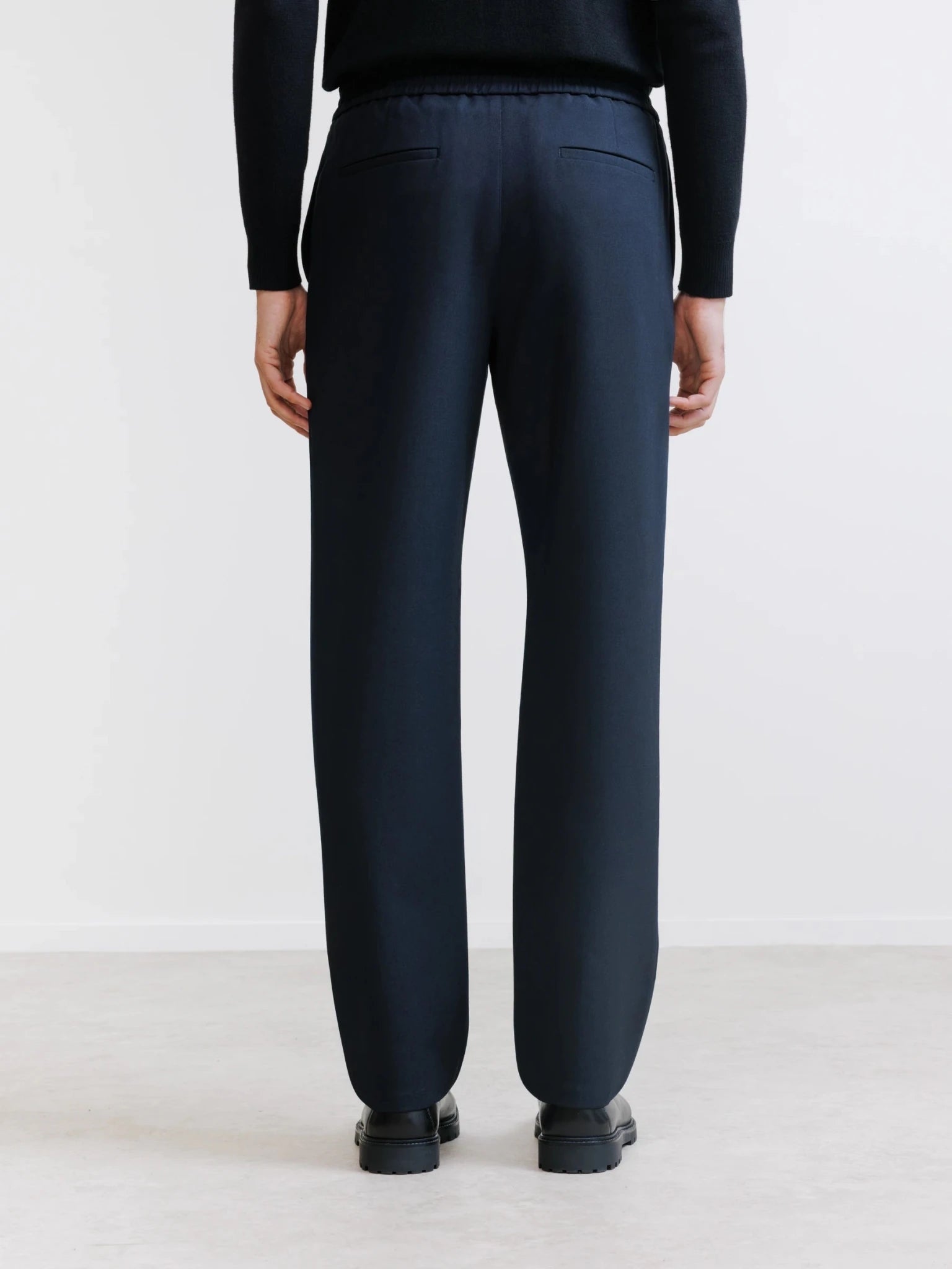 Pantalon à taille élastiquée marine
