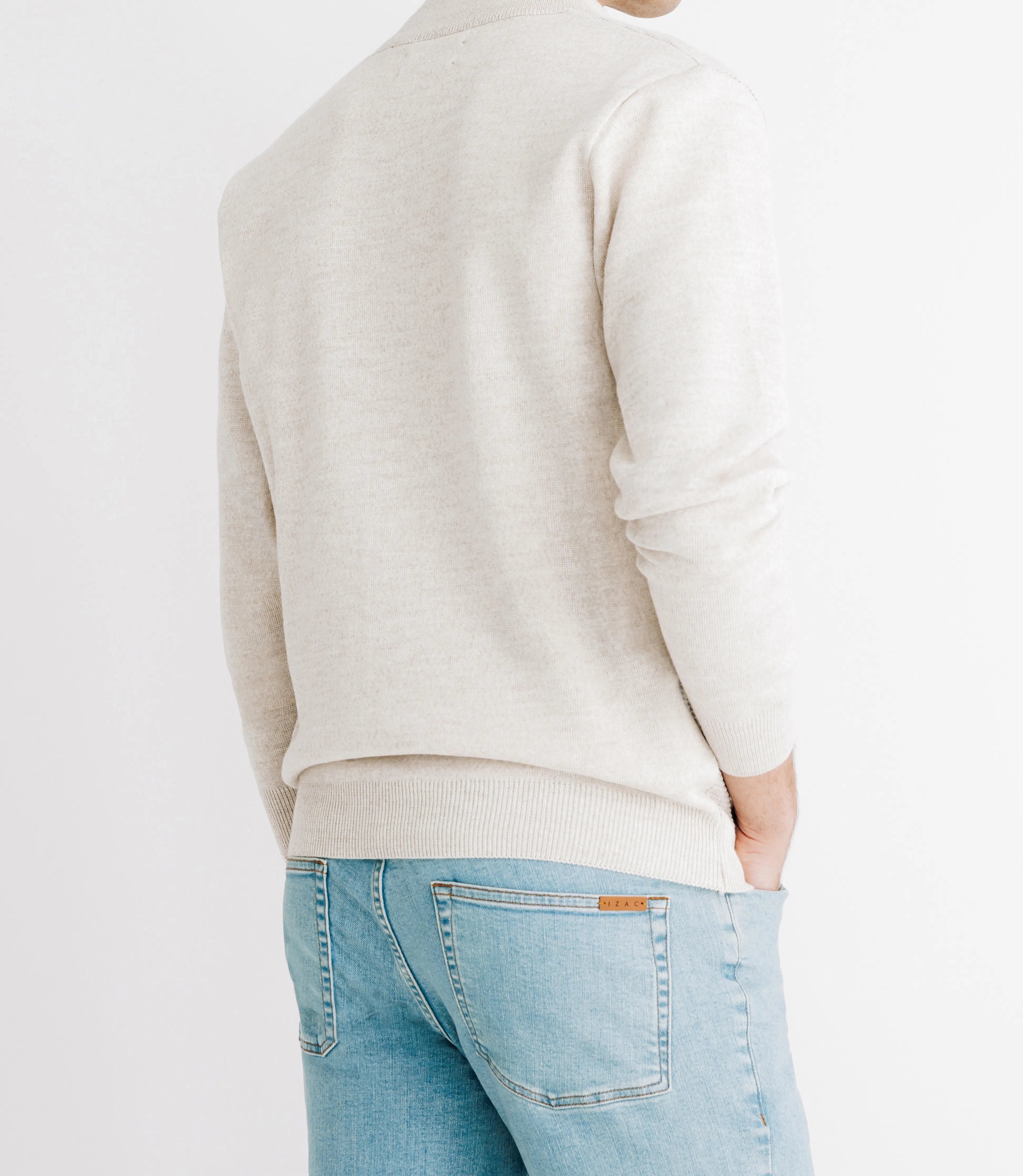 Pull gilet col montant beige - IZAC