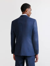 2-button suit, mostly wool, denim blue