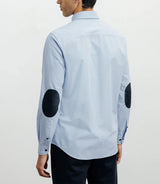 Chemise casual bleue avec des coudières en suède marine