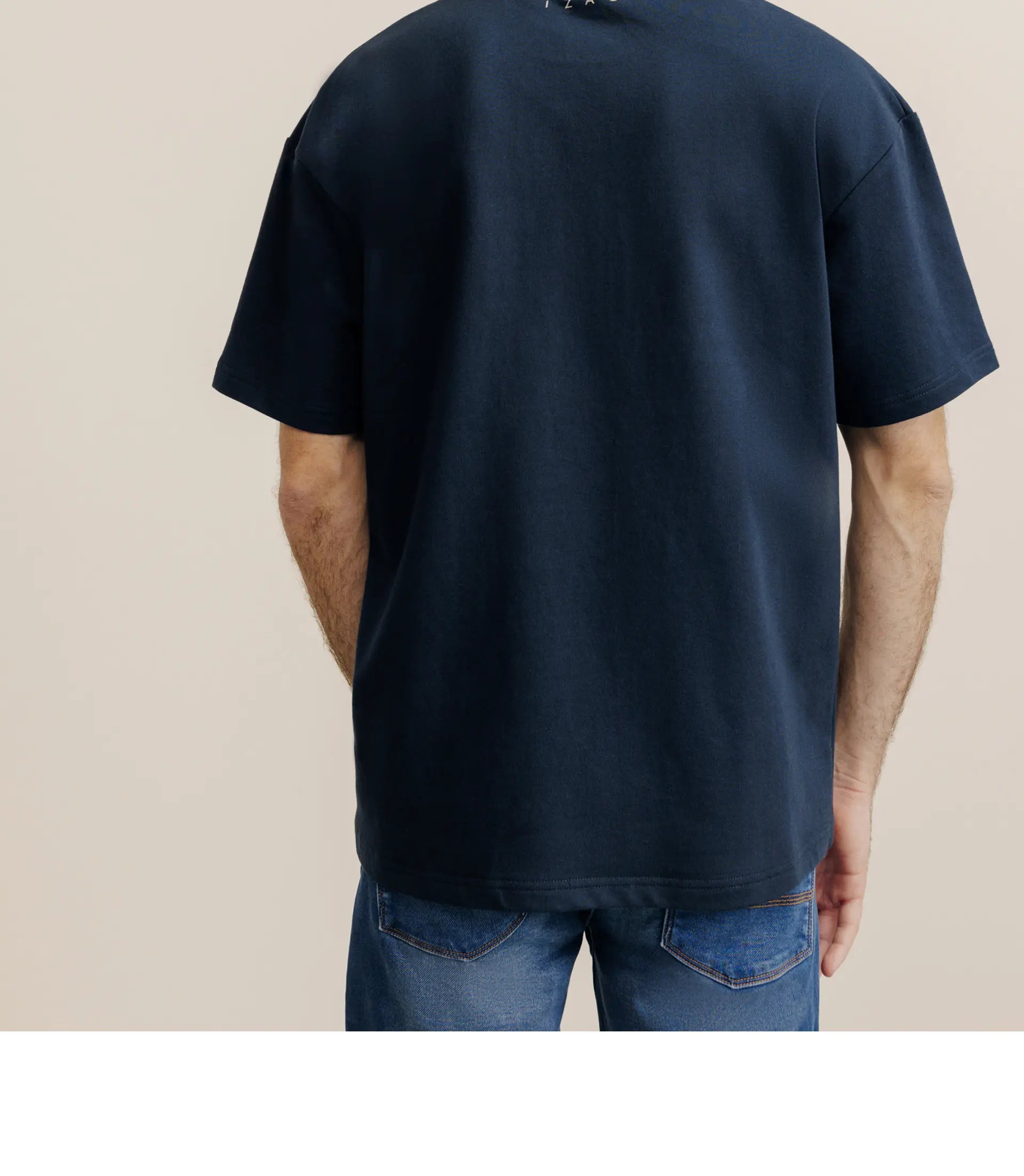 T-shirt uni oversize col rond marine - IZAC