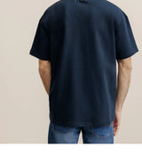 T-shirt uni oversize col rond marine - IZAC