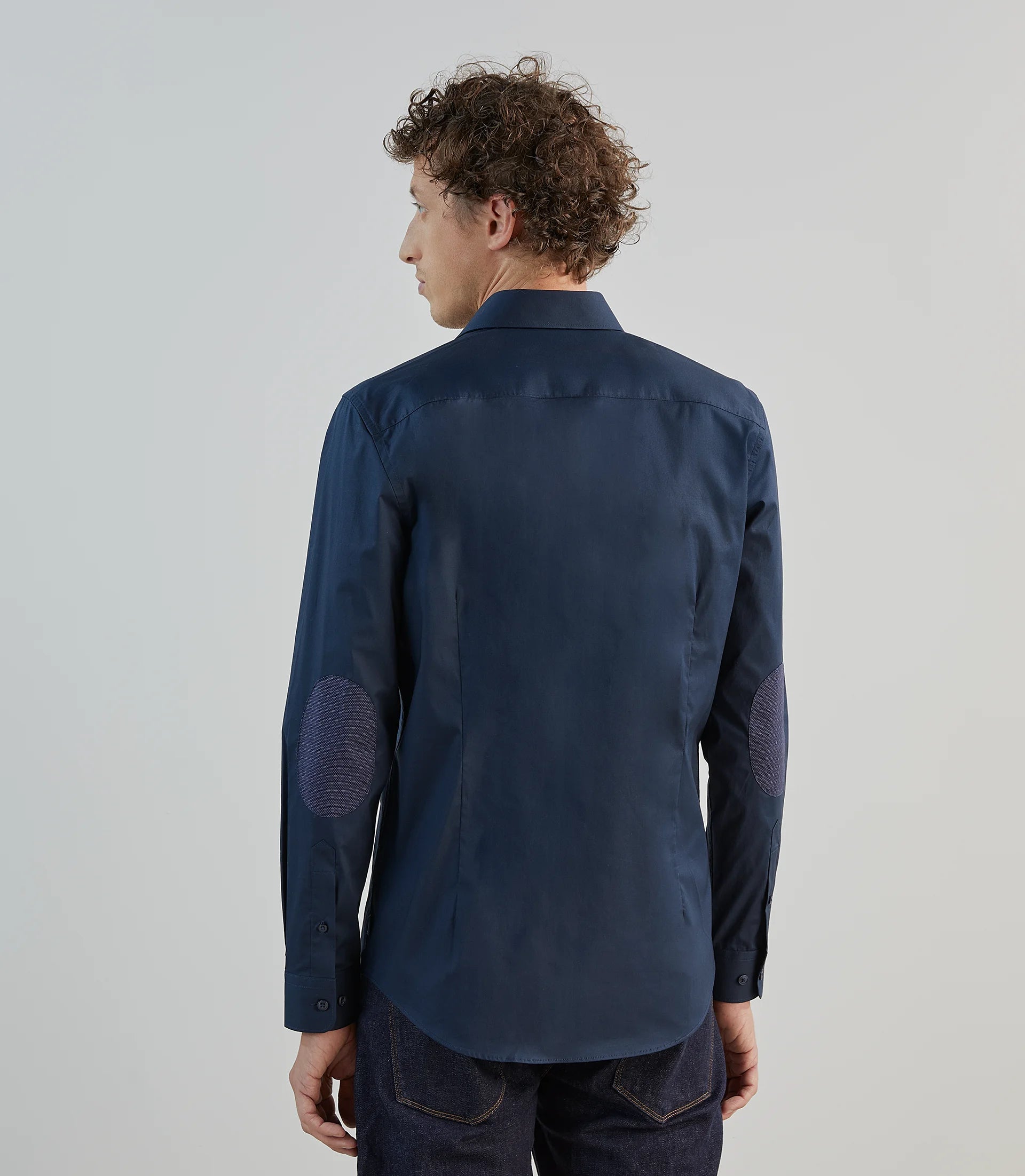 Chemise ville avec coudières marine - IZAC