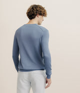 Pull col V manches longues bleu gris