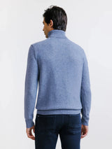 Pull en laine col roulé indigo