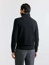 Pull en laine col camionneur noir