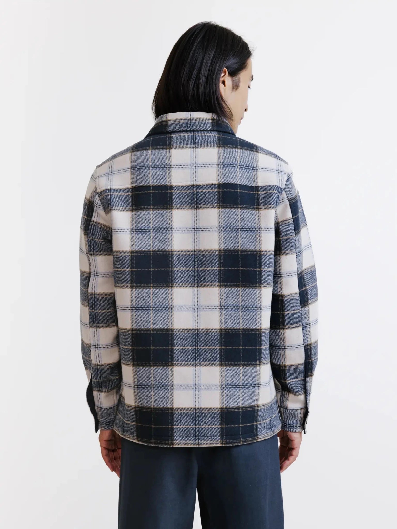 Veste 3 poches à carreaux marine - IZAC