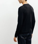 Pull manches longues col rond en maille noir