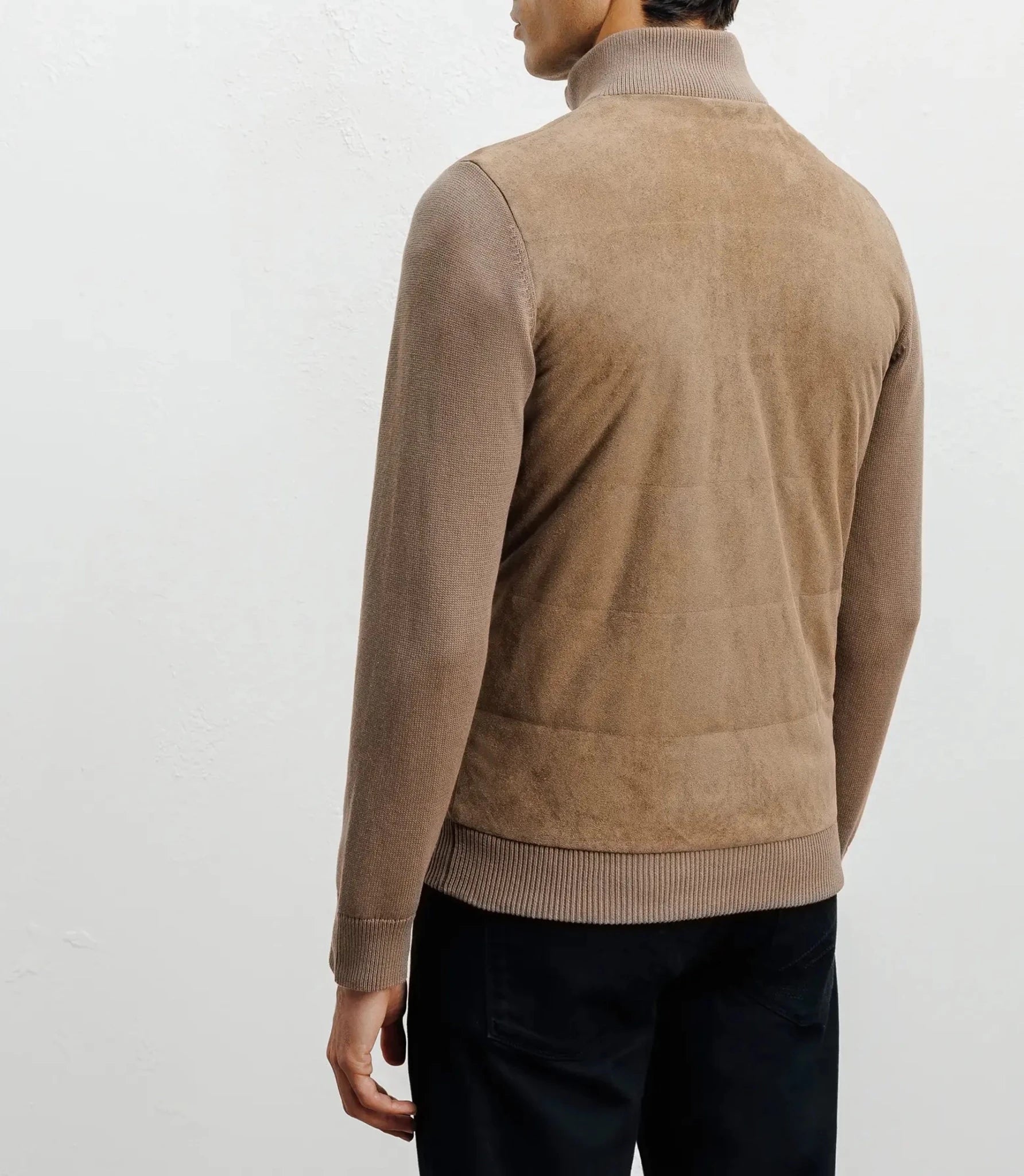Gilet zip bi-matière chatain - IZAC