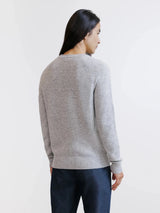 Pull en laine col rond gris chiné