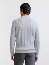 Pull col montant demi-zip gris chiné