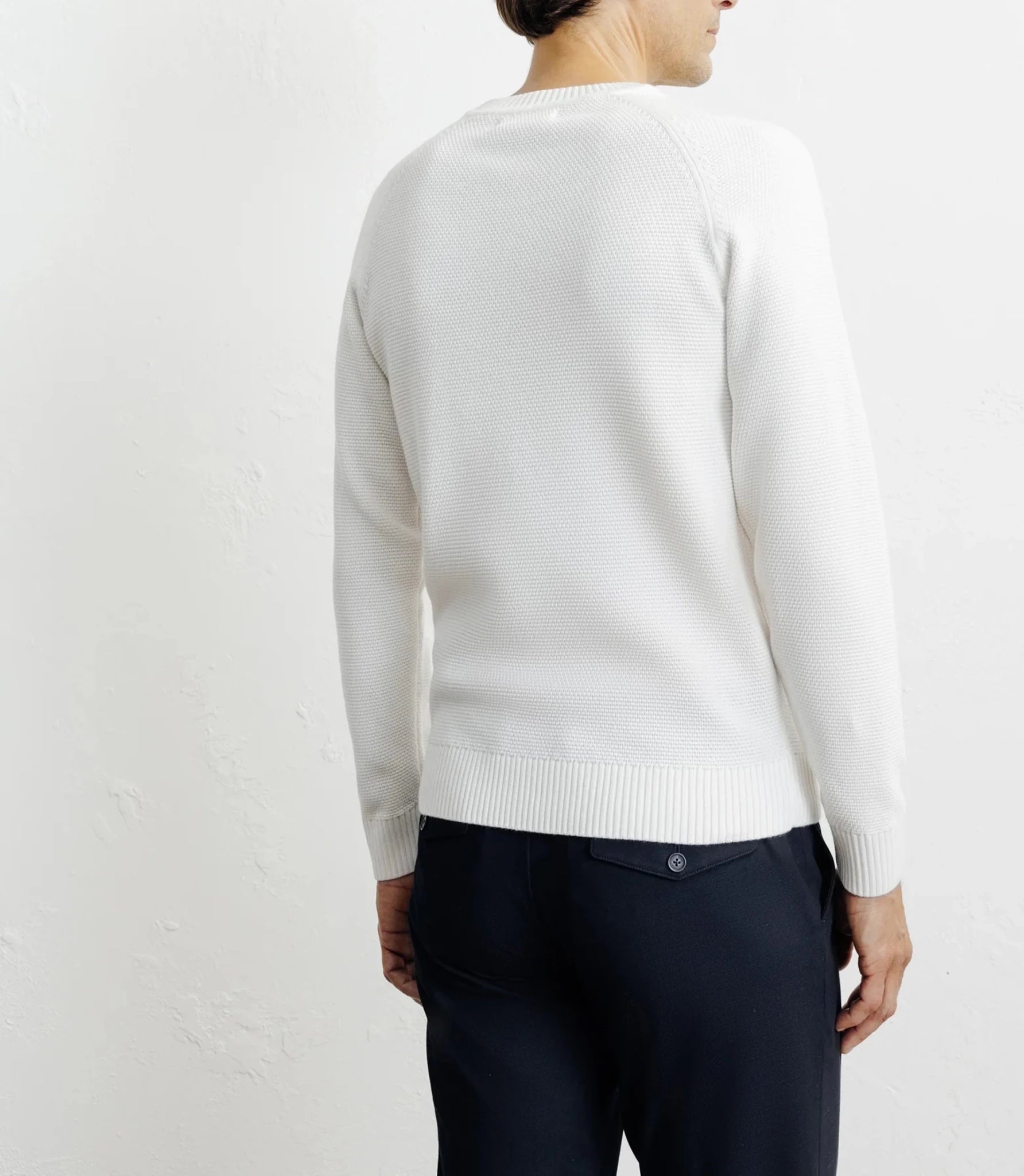 Pull col rond jeux de points écru - IZAC