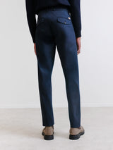 Navy pleated chino trousers