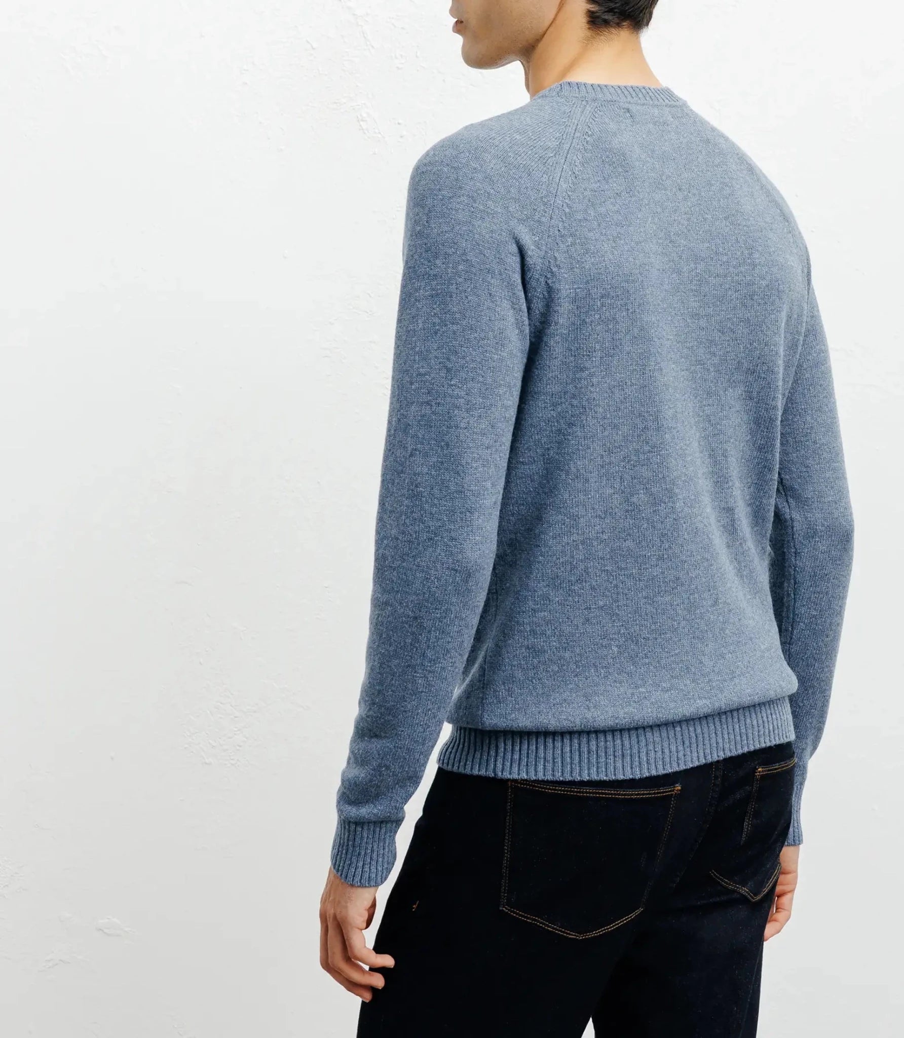 Pull en laine col rond indigo - IZAC