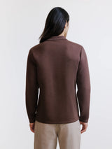 Polo manches longues col ouvert marron