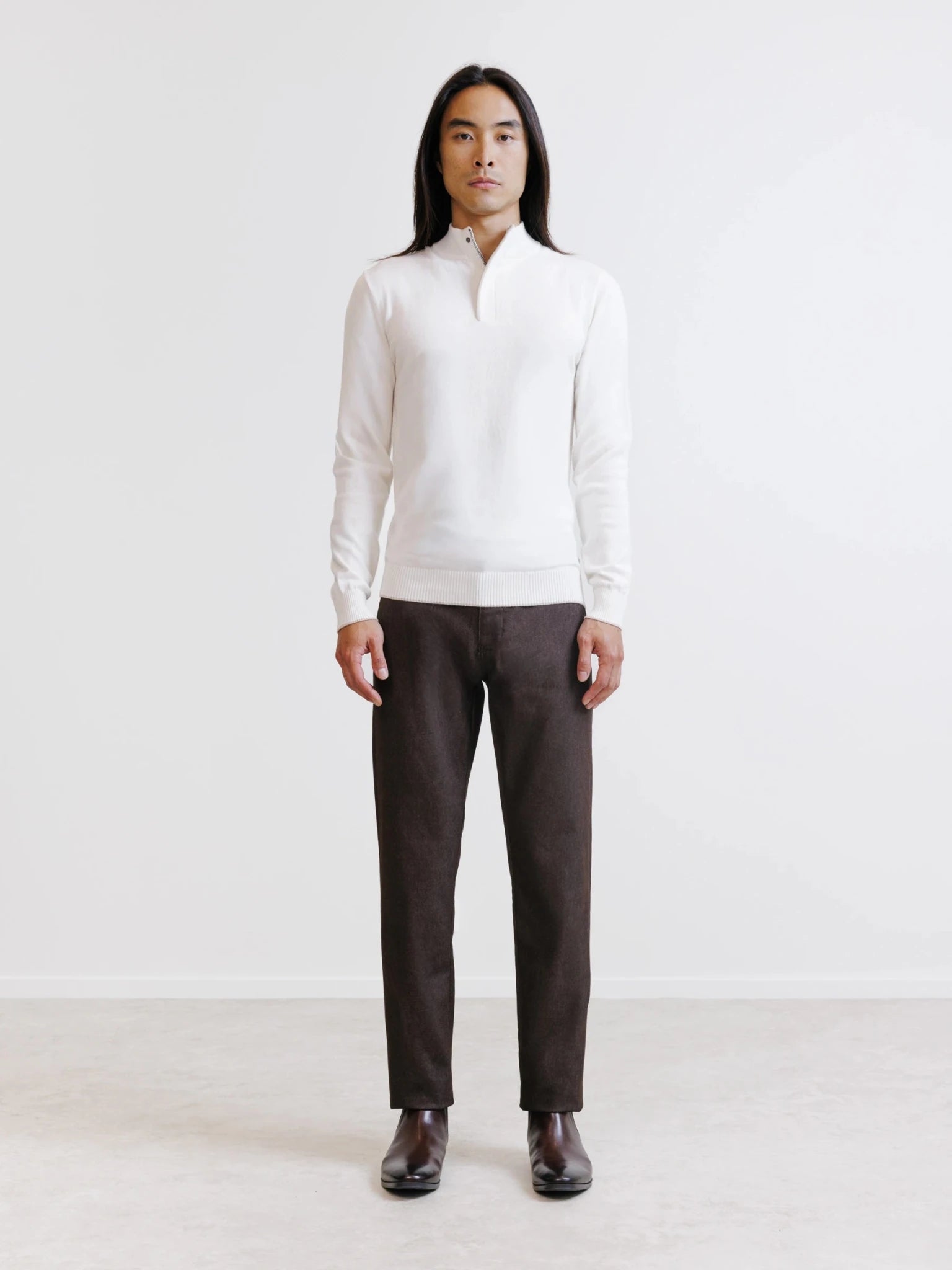 Pull col montant demi zippé écru - IZAC