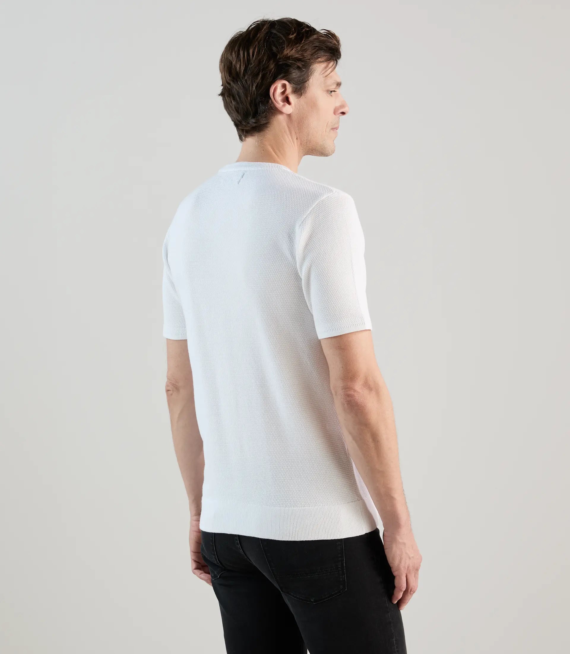 T-shirt à manches courtes en jeu de points blanc - IZAC