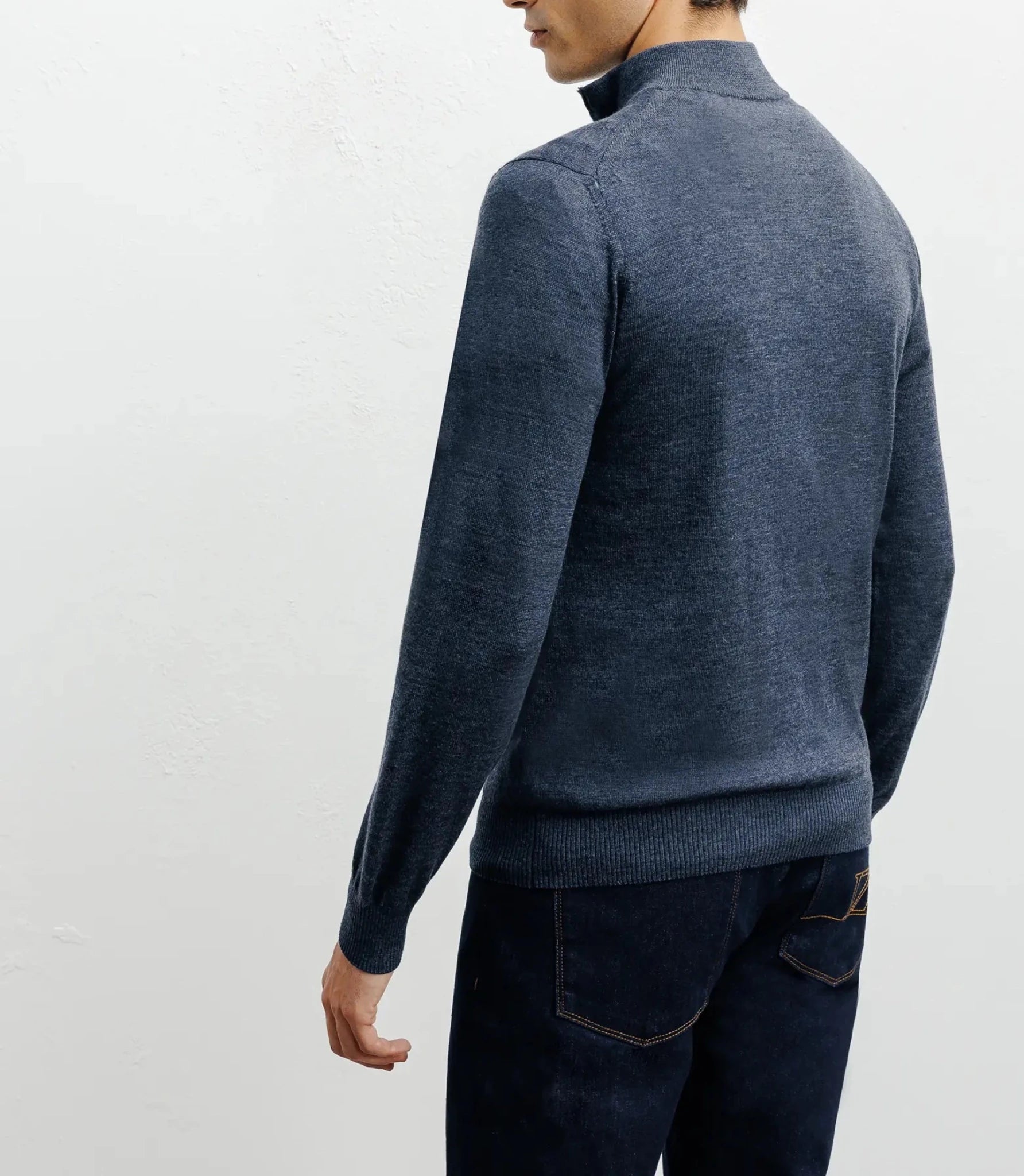 Half-zip indigo sweater