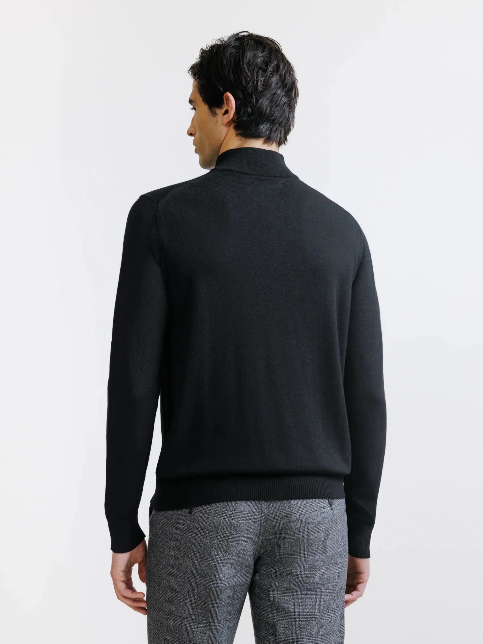 Pull demi zippé mérinos noir