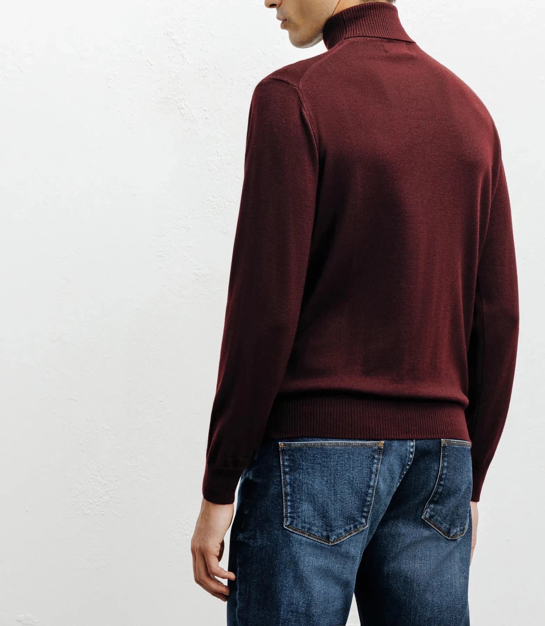 Pull col roulé bordeaux