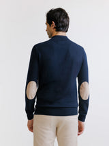 Pull col montant demi zippé marine