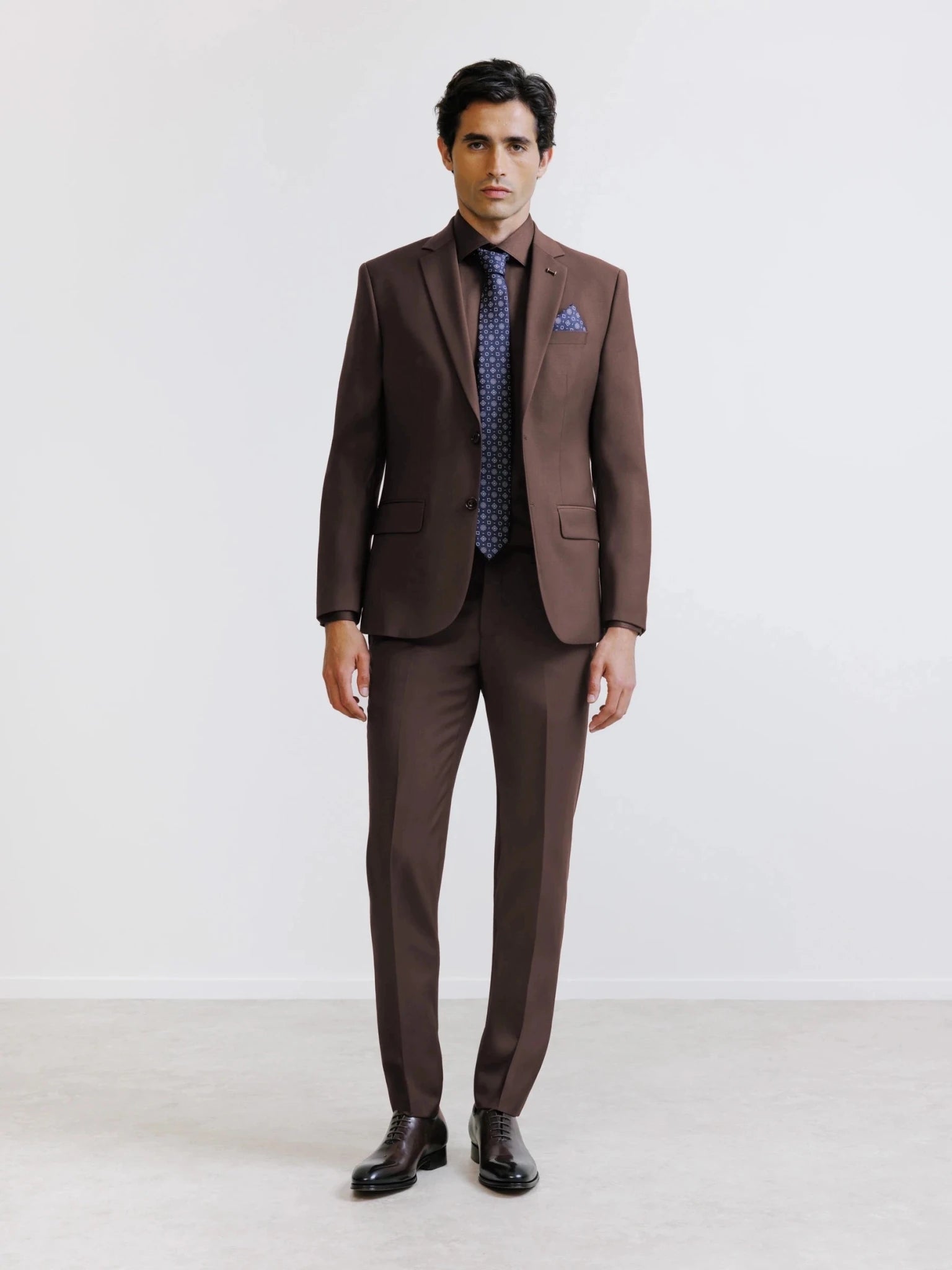 Brown 2-button wool blend suit