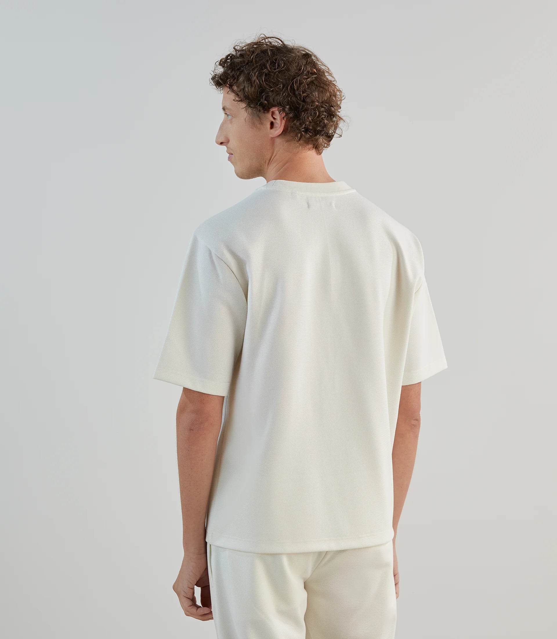 T-shirt col rond en jeu de points écru - IZAC