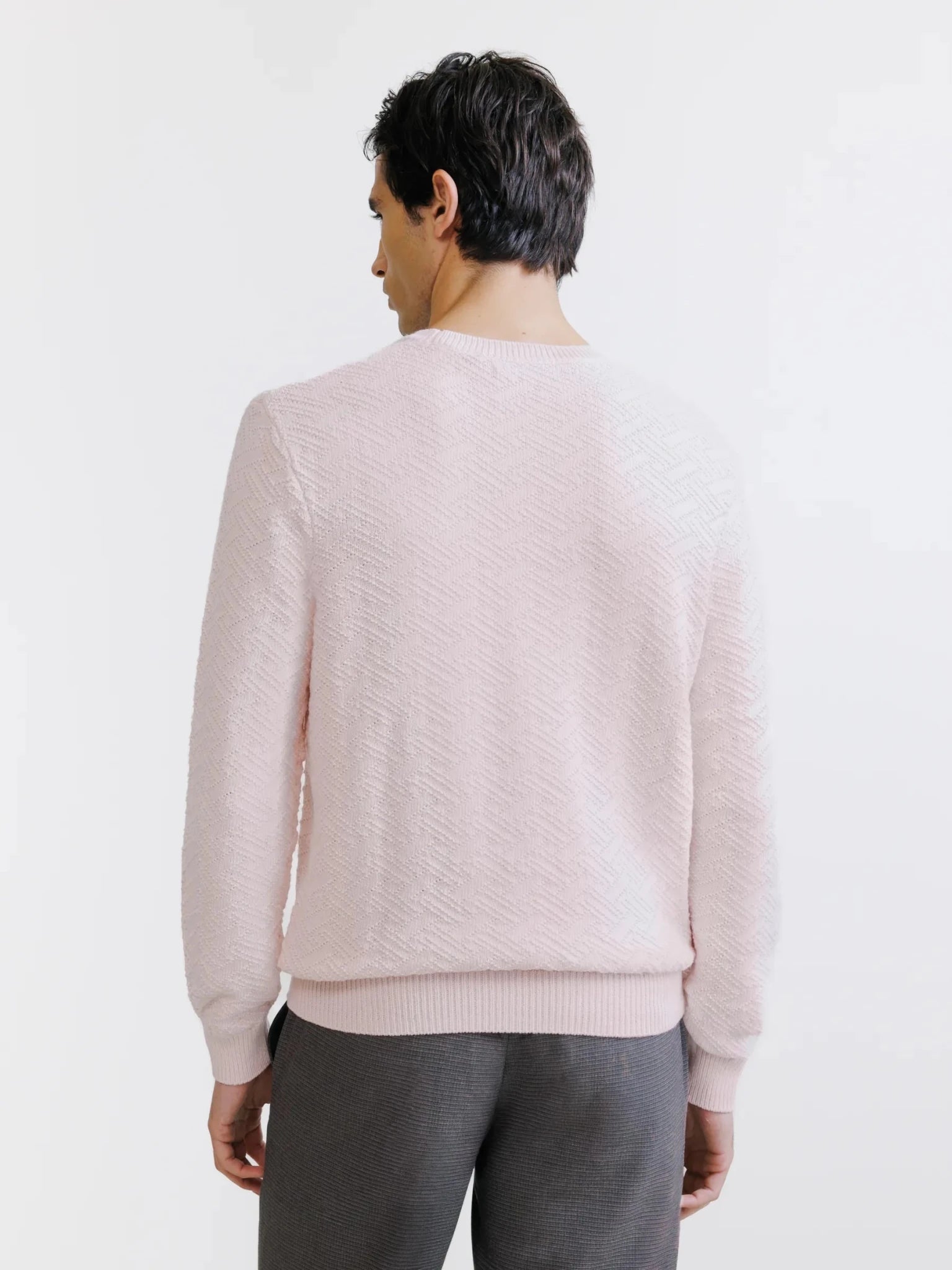 Pull jacquard col rond rose - IZAC
