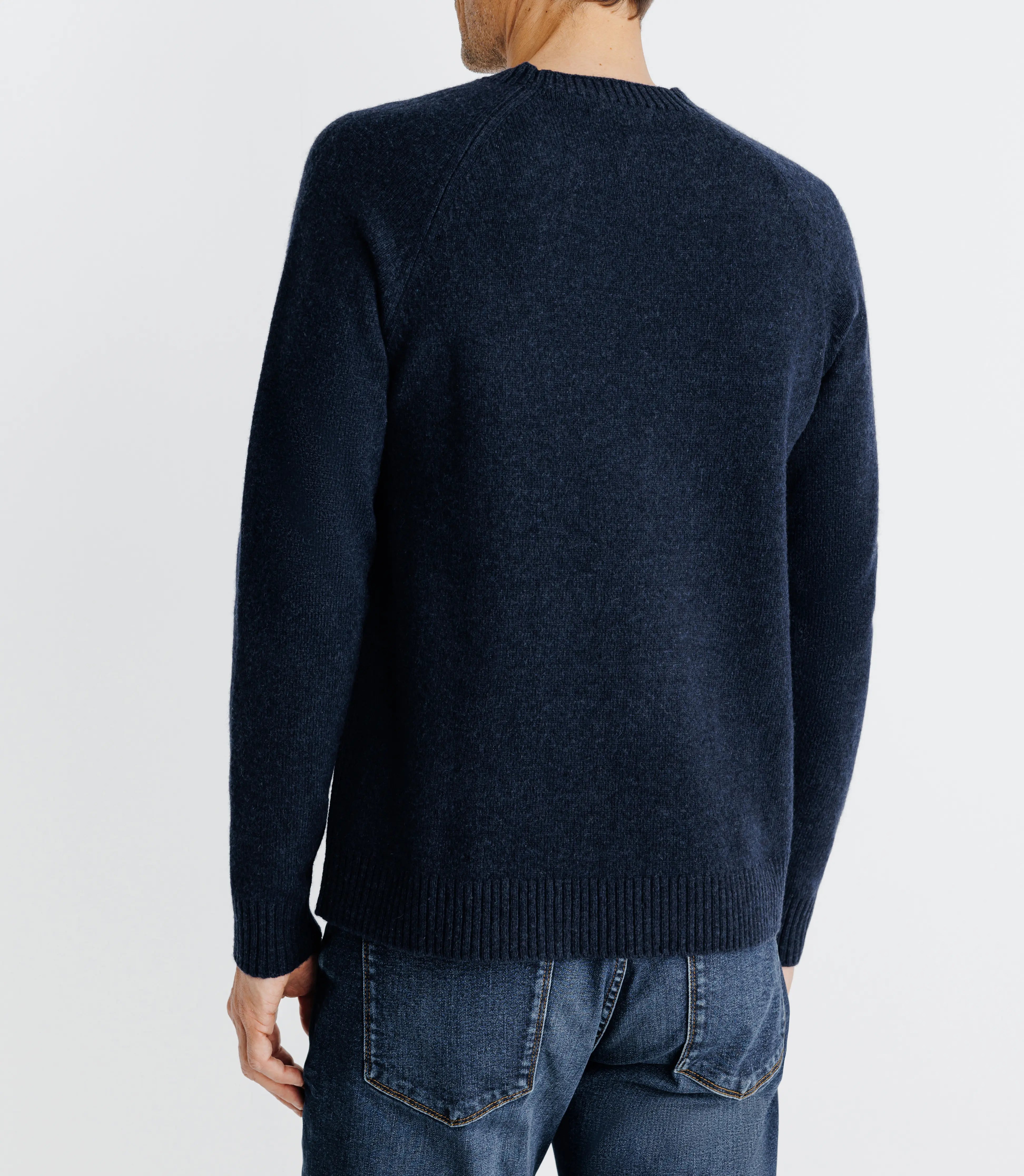 Pull lambswool col rond bleu marine - IZAC