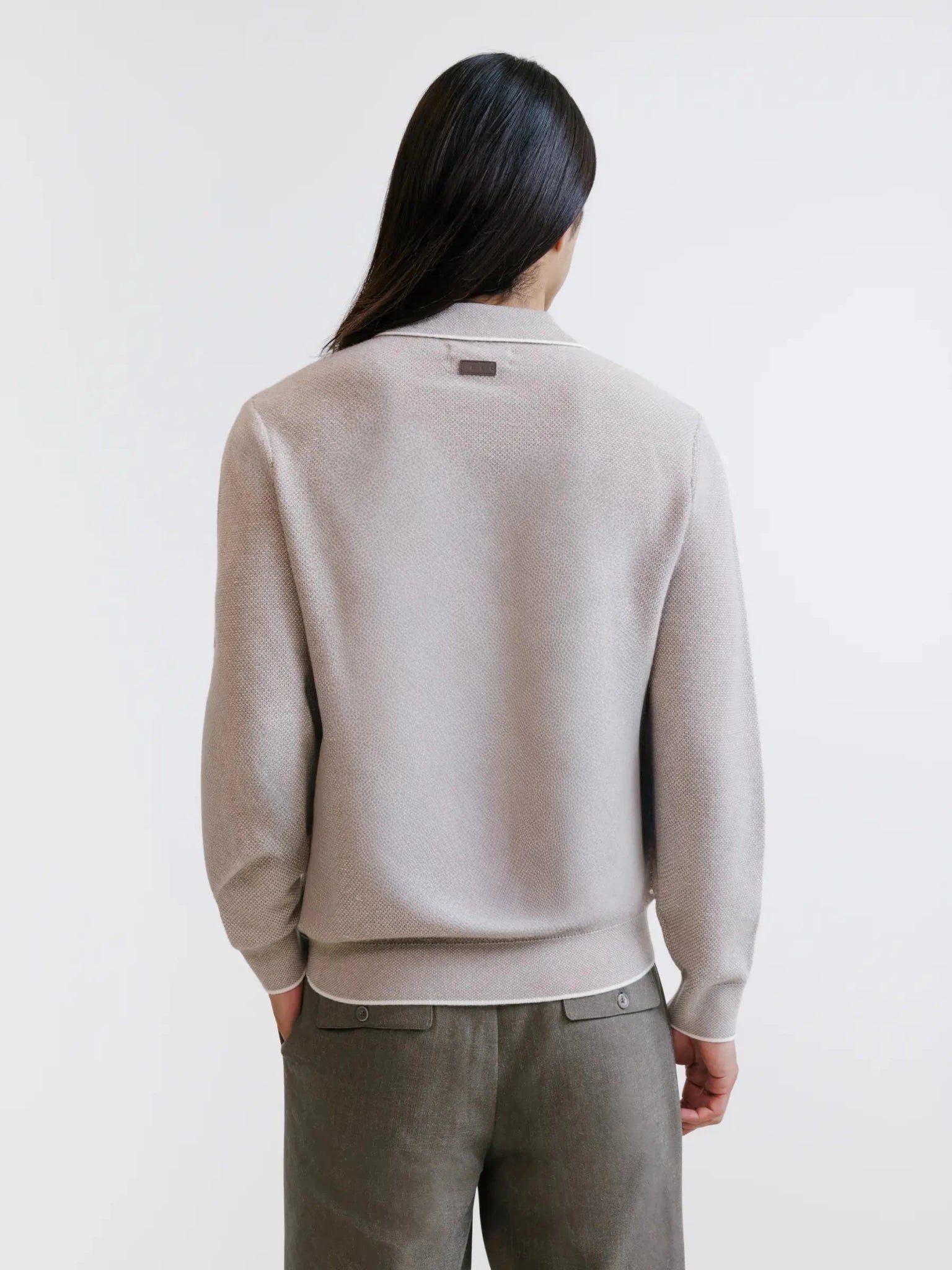 Pull col polo zippé beige - IZAC