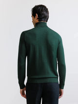 Dark green merino wool turtleneck sweater