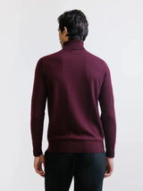 Burgundy merino wool turtleneck sweater