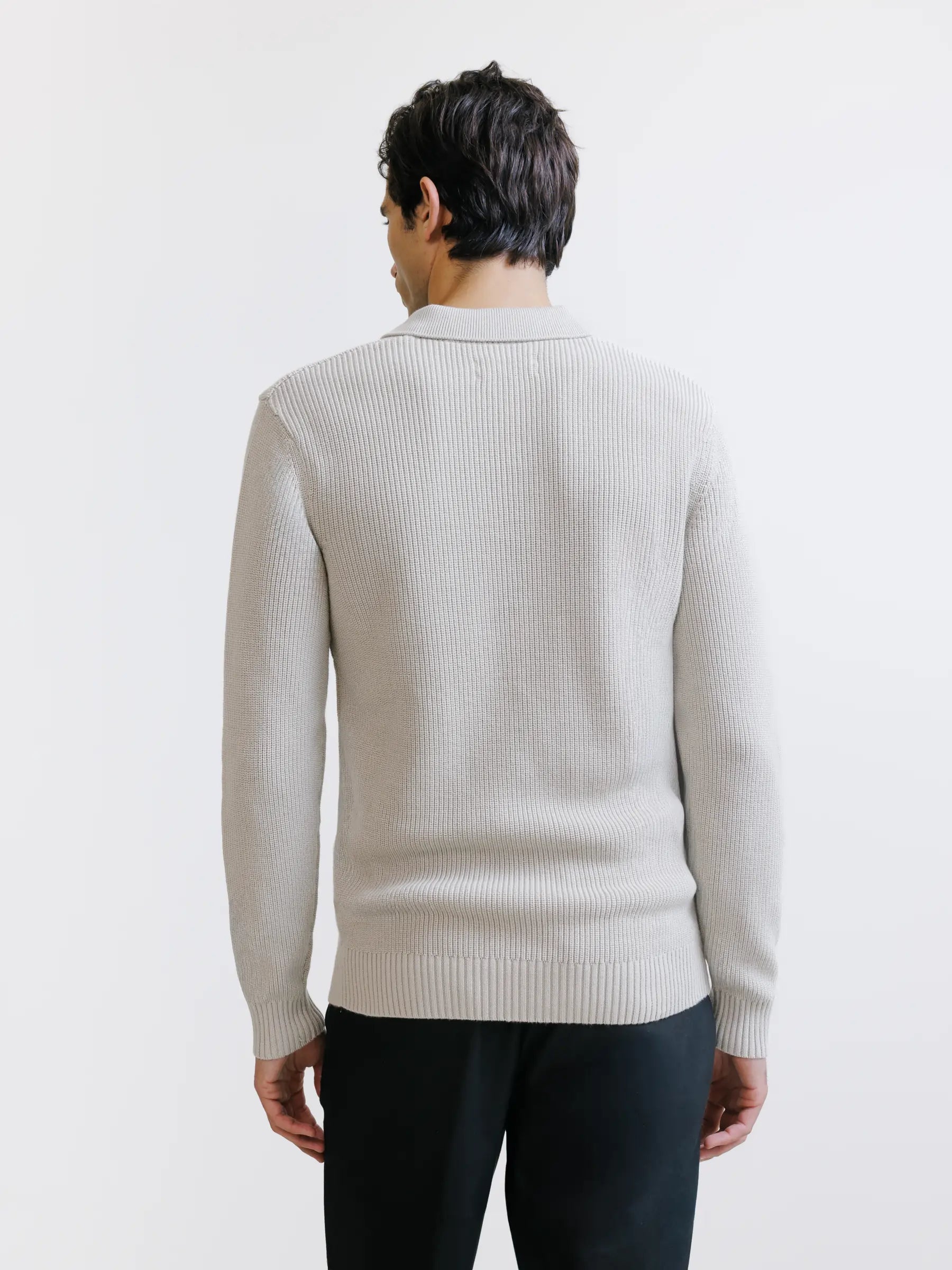 Pull col polo ouvert 1 bouton mastic