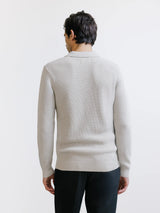 Pull col polo ouvert 1 bouton mastic