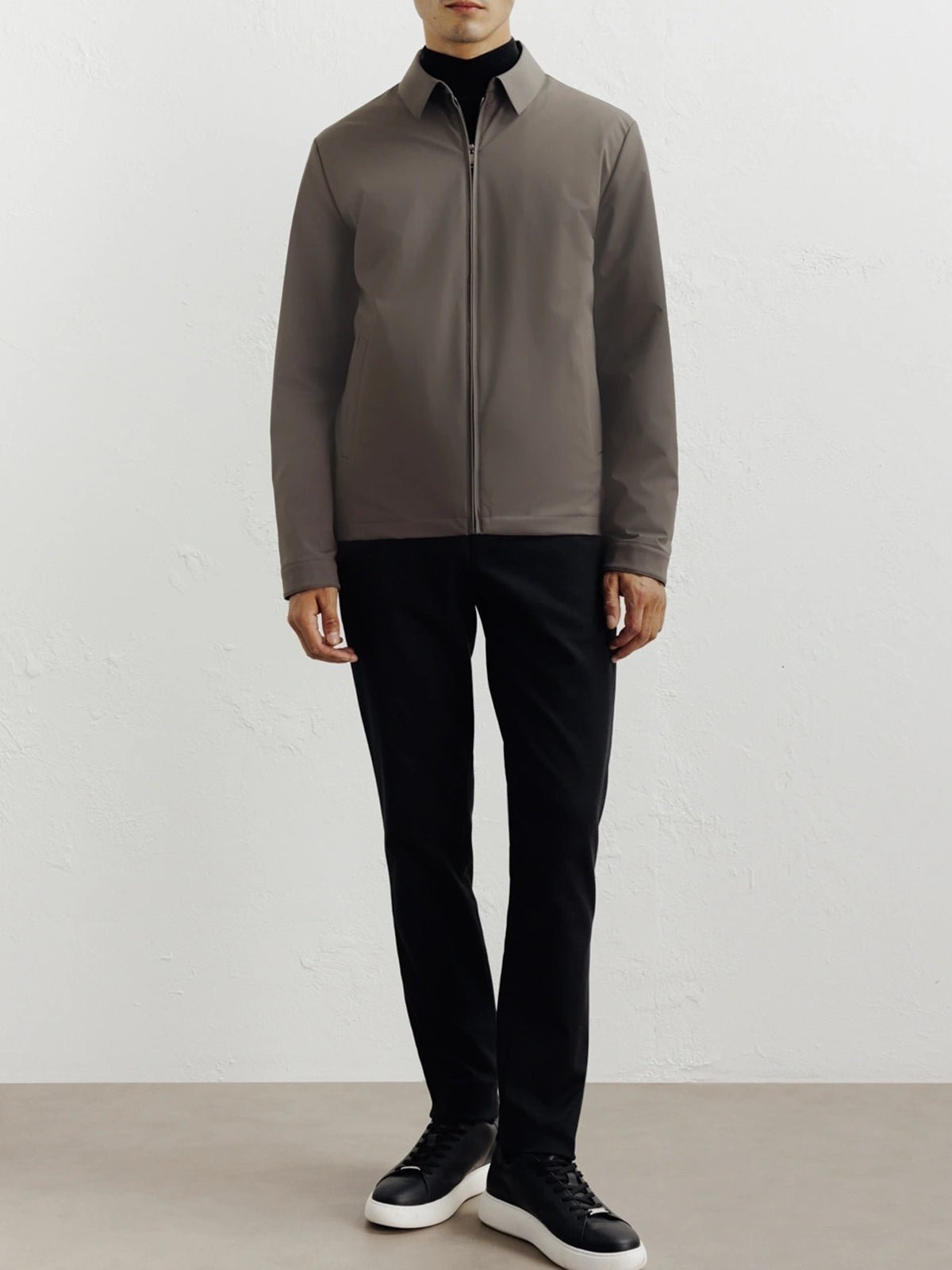 Taupe shirt collar jacket