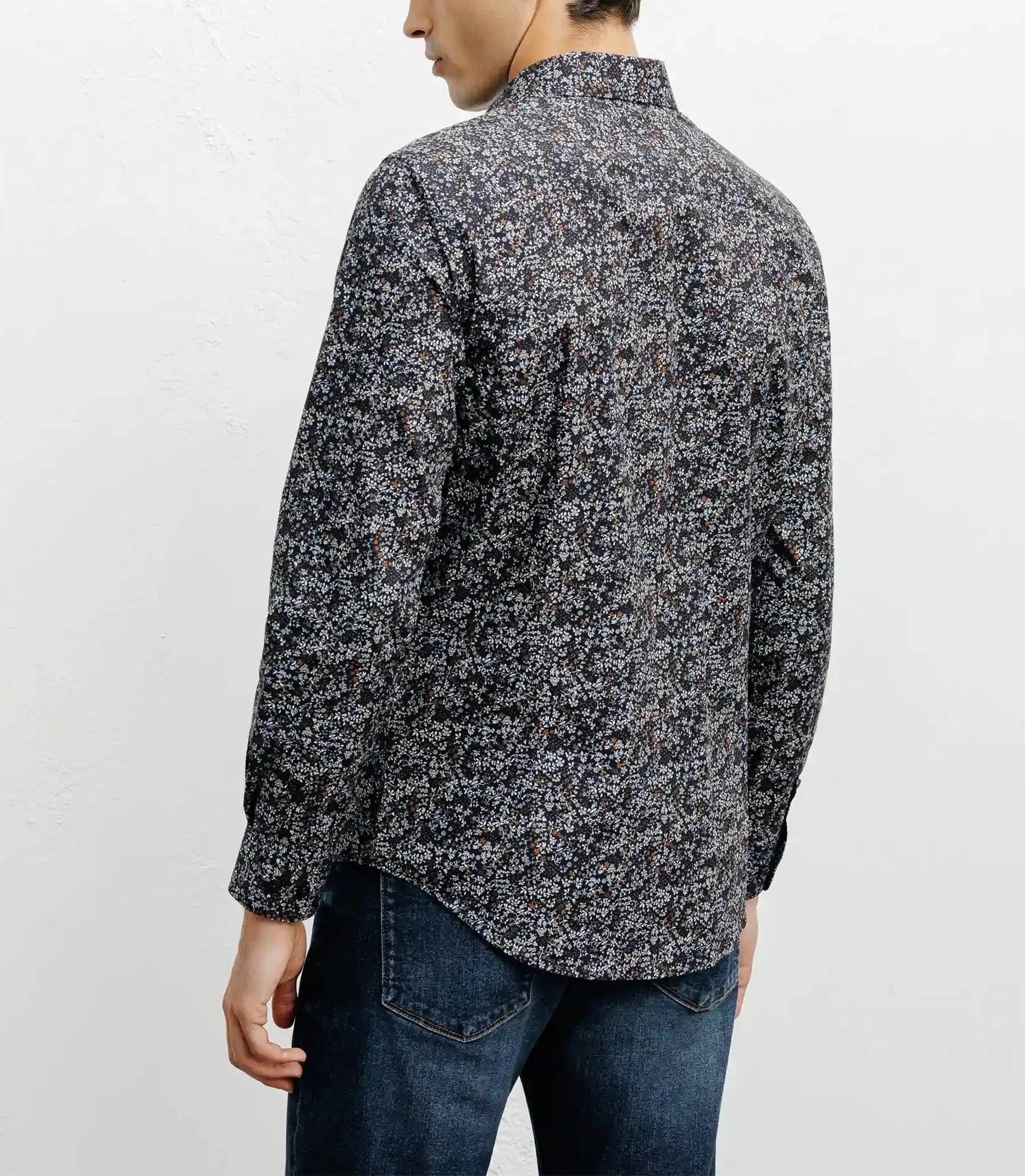 Navy floral print casual shirt