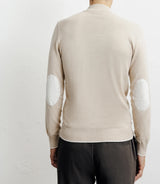 Beige half-zipped stand-up collar sweater
