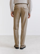 Pleated taupe chino trousers