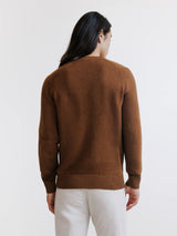 Pull en laine col rond tabac