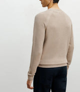 Round-neck sweater, beige stitch pattern