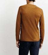 Long-sleeved round-neck sweater in bronze knit