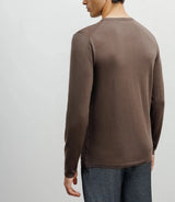 Long-sleeved round-neck sweater in chatain knitwear