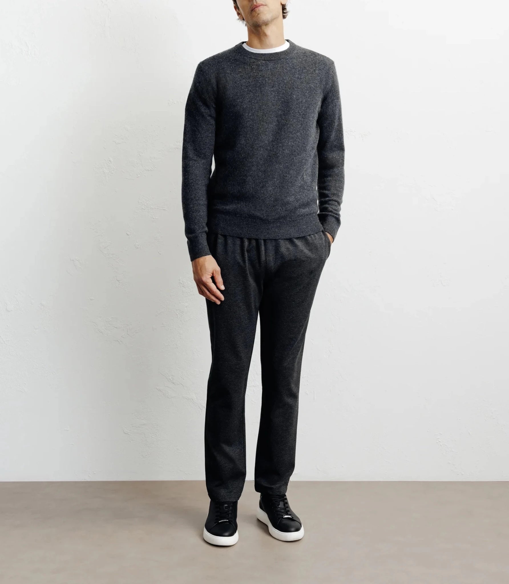Pull col rond 100% cachemire anthracite - IZAC