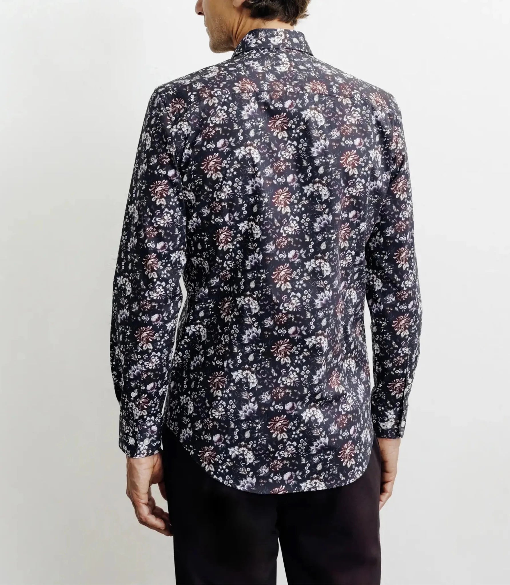 Chemise casual imprimé fleurs bleu marine