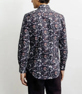 Navy blue floral print casual shirt