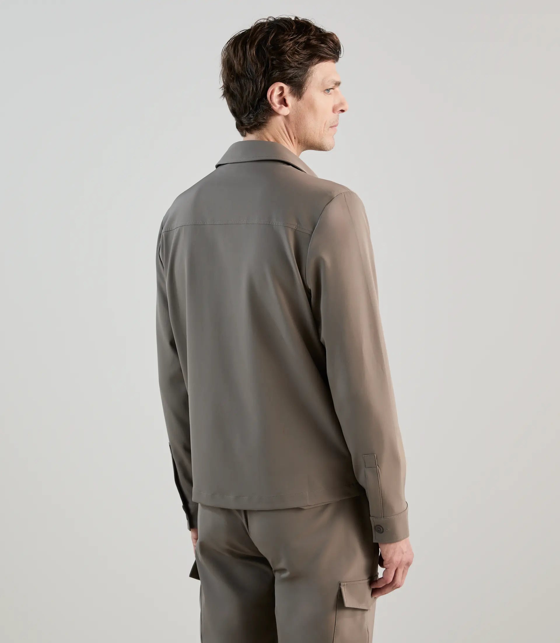 Blouson col chemise tissu technique taupe - IZAC