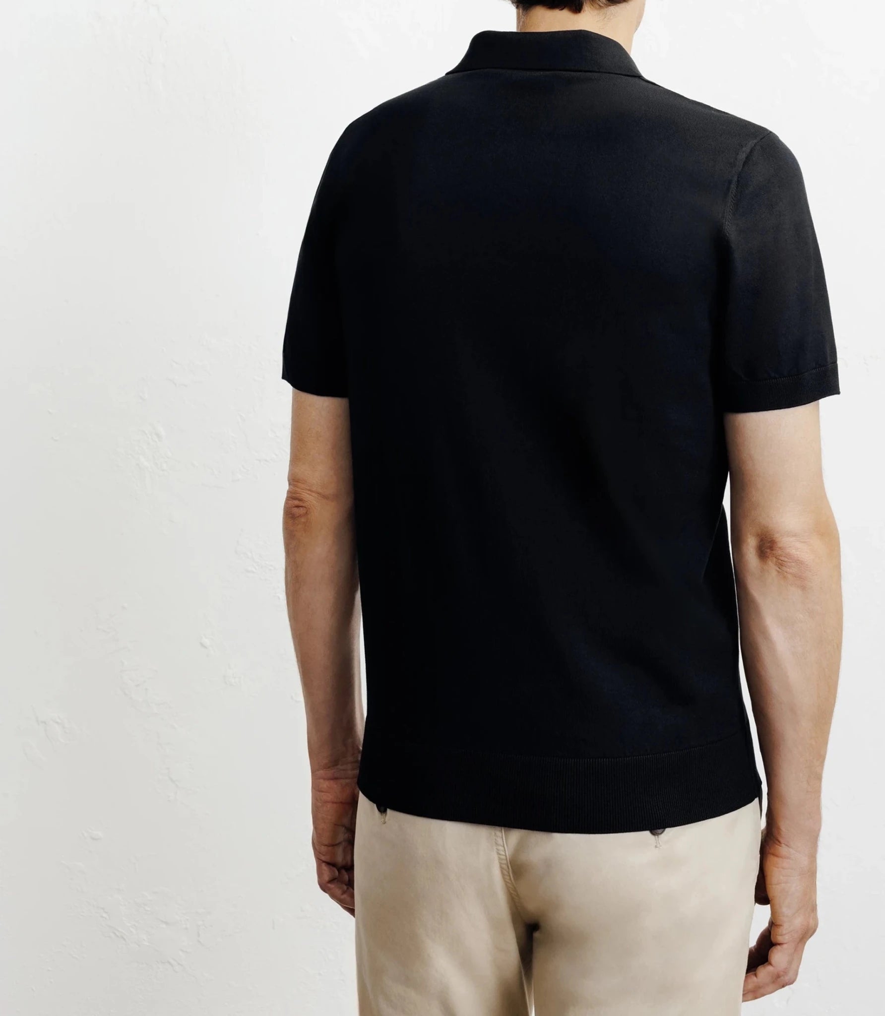 Polo col ouvert en maille noir - IZAC